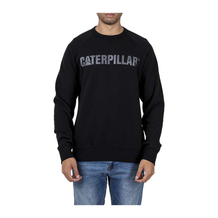 Caterpillar Foundation Crewneck - Mens Sweatshirts - Black - NZ (659TIKLHE)